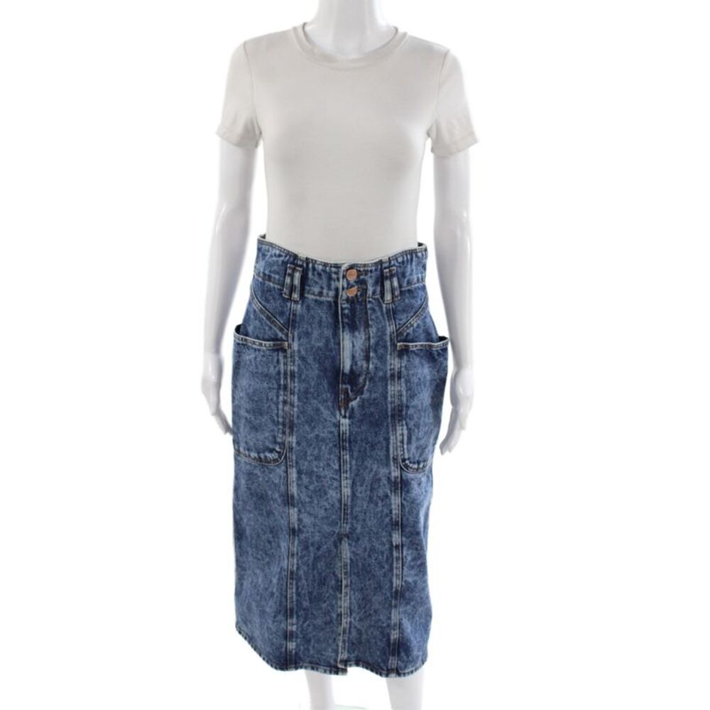 Isabel Marant Etoile Women Straight Pencil Long Blue Cotton Skirt Size 38